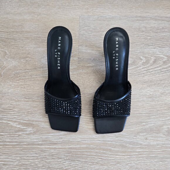 Marc Fisher LTD Women's Delaney Heeled Sandal Open Toe Black New In Box Size 7.5 - Picture 6 of 17